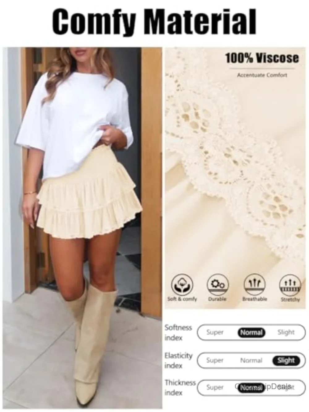 Ruffle Mini Skirt with Built-in Shorts Athletic Golf Tennis Skort